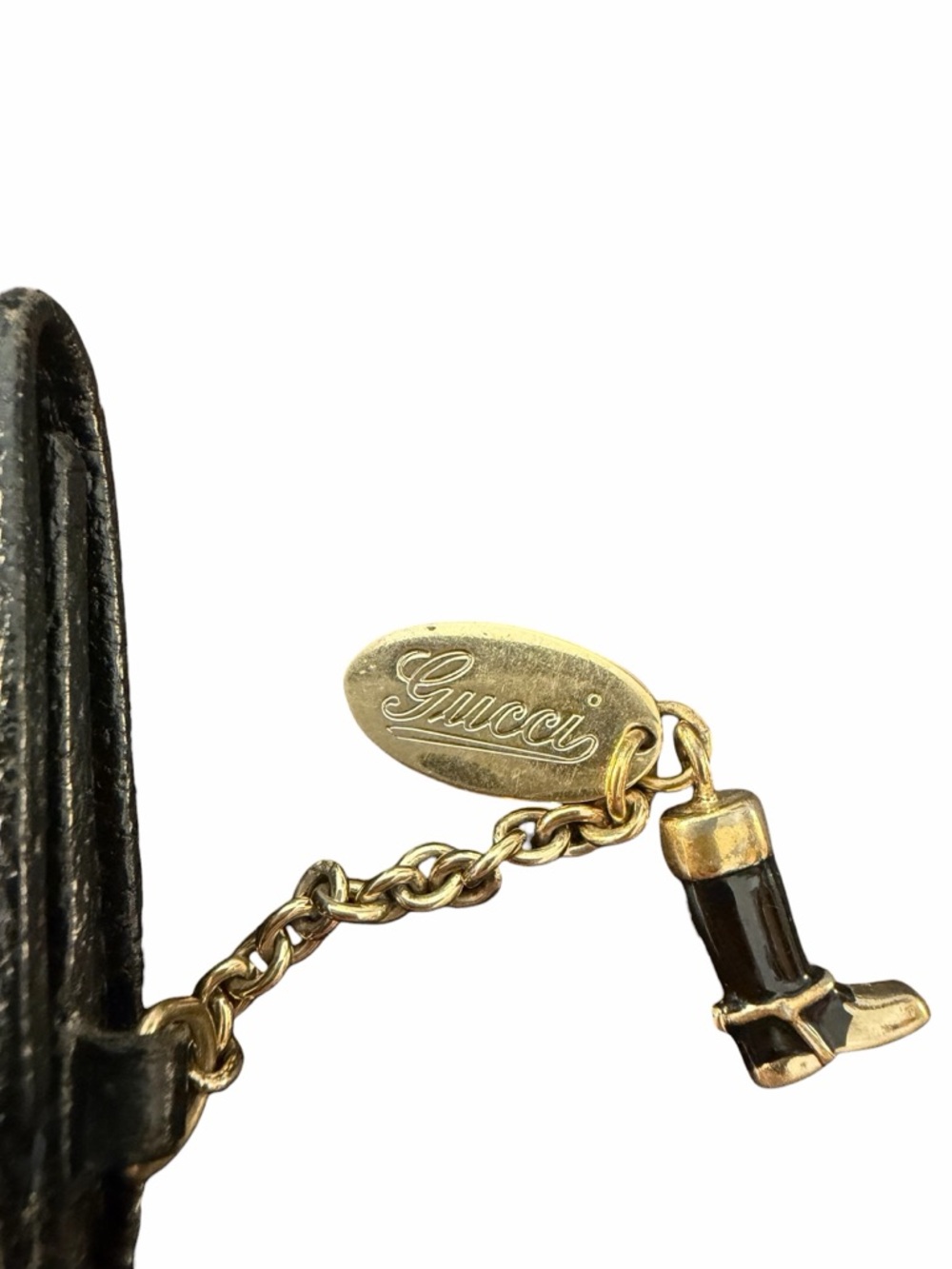 Vintage Gucci GG Monogram Black Canvas Key Case With Boot Charm (A245) - Picture 3 of 10